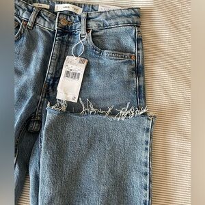 NWT Mango - “Elle” Jeans with Slits - Open Blue